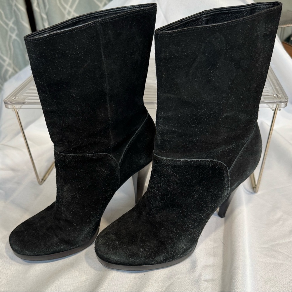 Cole Haan (Nike Air) Black Suede Heeled Boots, 10B